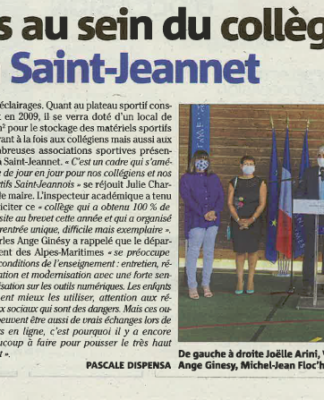 Article Nice-Matin – Rénovations au sein du collège des Baous à Saint-Jeannet
