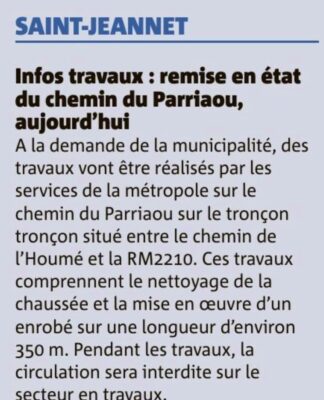 Presse – Nice-Matin : Remise en état du chemin du Parriaou