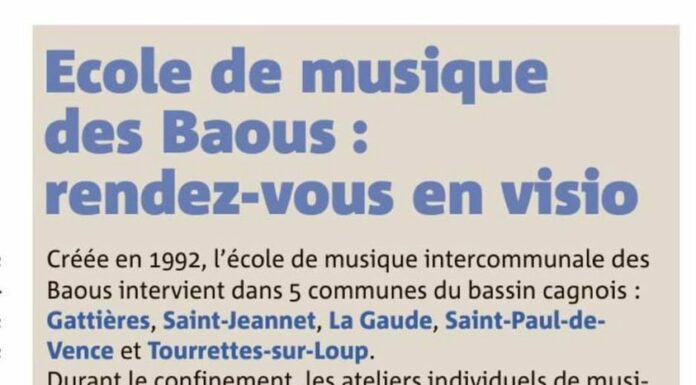 Presse – Nice-Matin : Ecole de musique des Baous