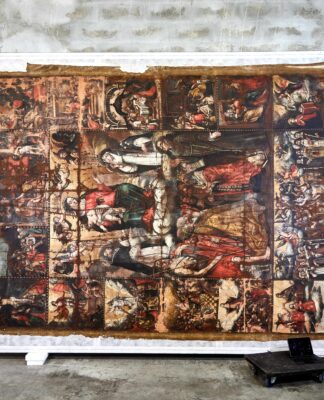 Évolution de la restauration du tableau « Les mystères du Rosaire »