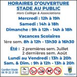 Horaires d’ouverture du stade au public