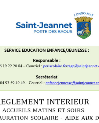 Règlement intérieur des activités périscolaires