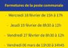 Fermetures exceptionnelles de la poste communale