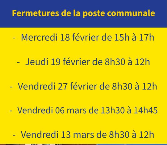 Fermetures exceptionnelles de la poste communale