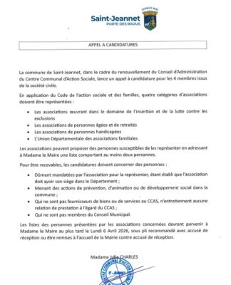 Appel à candidature : CCAS