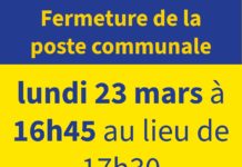 Fermeture exceptionnelle de la poste communale