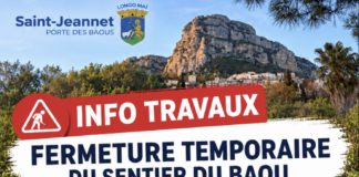FERMETURE TEMPORAIRE DU SENTIER DU BAOU DE SAINT-JEANNET